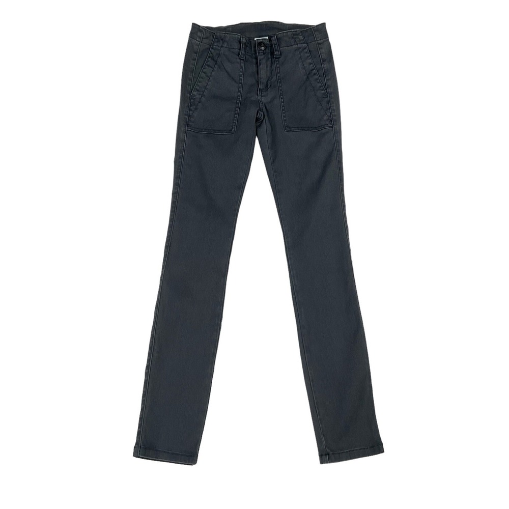 Cabi Pants Women 00 (25x30.5) Gray Twill Slim Straight Pockets Trouser